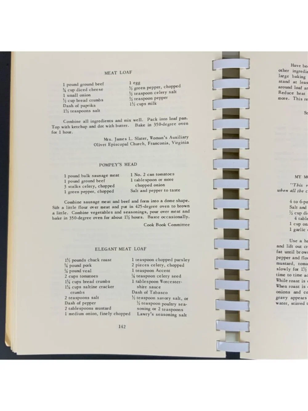 Virginia Cookery Past and Present Vintage Cookbook Olivet Episcopal Church 1982